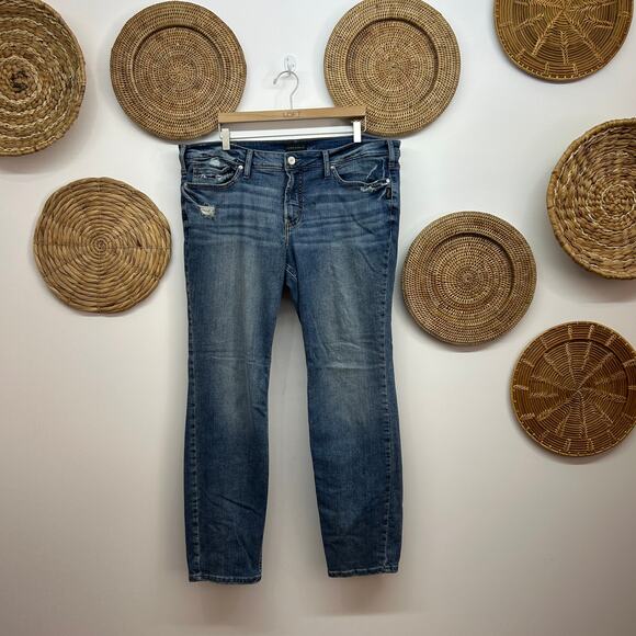 Silver Jeans Co. Blue Distressed Suki Straight Leg Jean Denim Plus Size 16W x 33 - Picture 1 of 5